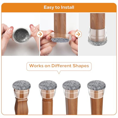 24 PCS Silicone Chair Leg Floor Protectors Extra Small(0.6"-0.8") Rubber Felt Furniture Pads Chair Legs Caps/Covers for Hardwood Floors, Tile from Scratches & Reduce Noise - Round, Grey - size: Extra Small(0.6"-0.8")