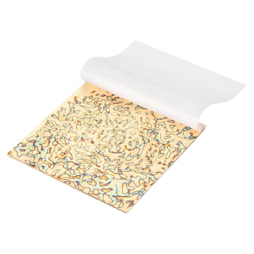 MECCANIXITY 5 Sheet Gold Leaf Sheets, 5.5"x5.5" Imitation Gold Foil Sheets Variegated Booklet Paper for Crafts, Picture Frames, Nails and DIY Arts Decoration,Baby's Breath - color: Baby's Breath