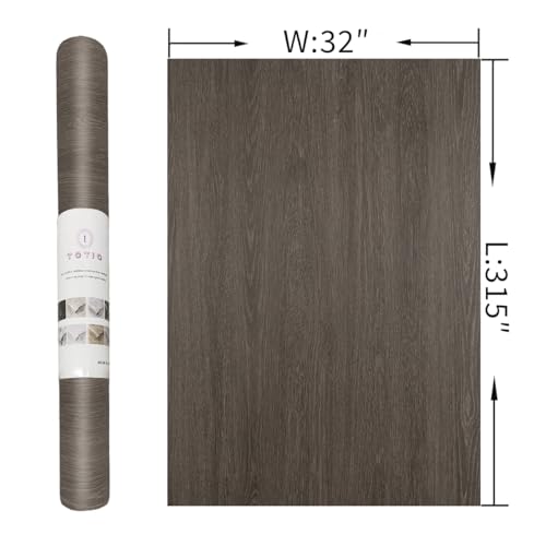 TOTIO 32x315inch Extra Wide Wood Grain Wallpaper Peel Stick Chocolate Brown Dark Walnut Texture Contact Paper Air Guide Slot Design Matte Thickened Self-Adhesive Wall Sticker Waterproof Vinyl Wrap - color: Chocolate Brown, size: 32" x 315"