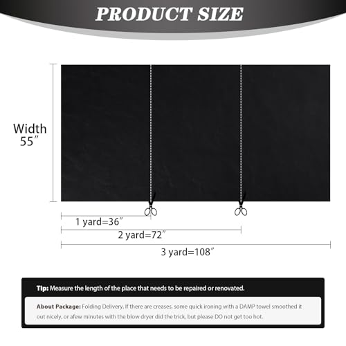 Faux Leather 1.3mm Upholstery Fabric by the Yard 15 Yard Black - color: Black, size: 15 Yard