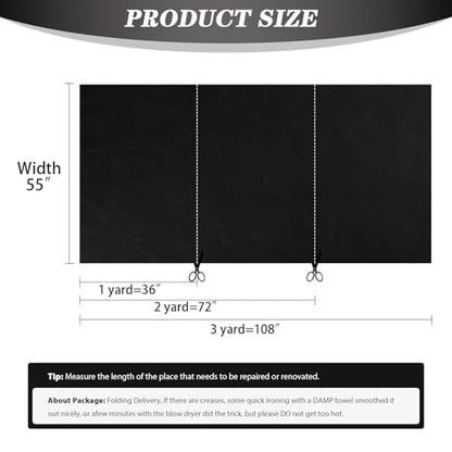Faux Leather 1.3mm Upholstery Fabric by the Yard 15 Yard Black - color: Black, size: 15 Yard