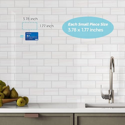 STICKGOO Peel and Stick Backsplash on Subway Tiles, Glossy Dolomite White - color: Glossy Dolomite White