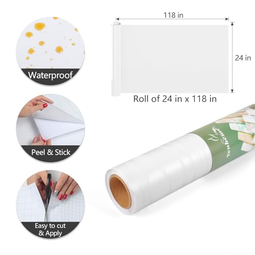 Yenhome Contact Paper Wood Grain Contact Paper Peel and Stick 24 Inch Wide X118 White Wood Vinyl Wrap for Furniture Kitchen Cabinet Vinyl Wrap Wood Wallpaper for Countertop Cover Waterproof - size: 24" x 118"