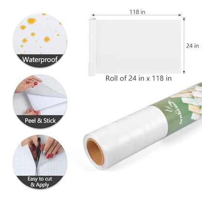Yenhome Contact Paper Wood Grain Contact Paper Peel and Stick 24 Inch Wide X118 White Wood Vinyl Wrap for Furniture Kitchen Cabinet Vinyl Wrap Wood Wallpaper for Countertop Cover Waterproof - size: 24" x 118"