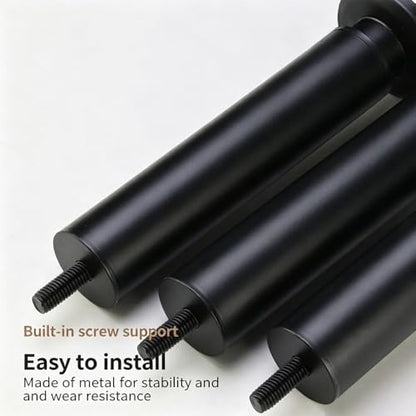 Metal Adjustable Height Furniture Support Legs, Black, Pre-Drilled M8 Bolts, for Bed/Sofa/Chair/Cabinet/Table, Non-Slip Rubber Bottom Pad, Easy Installation (4.72"-7.09"/2PCS) - size: 4.72"-7.09"/2PCS