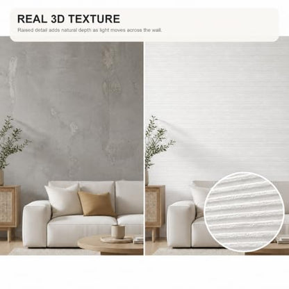 Peel and Stick Wall Panels, 3D PVC Roll, 23.82 x 110 in, 2 Roll - color: WT, size: 23.8" x 110"