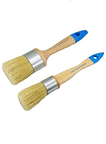 Essential Chalk Furniture Paint Brush Set: Small Detailing & Medium Boar Bristle Brushes: Perfect for Chalk Paint & Detail Work 2-Pack