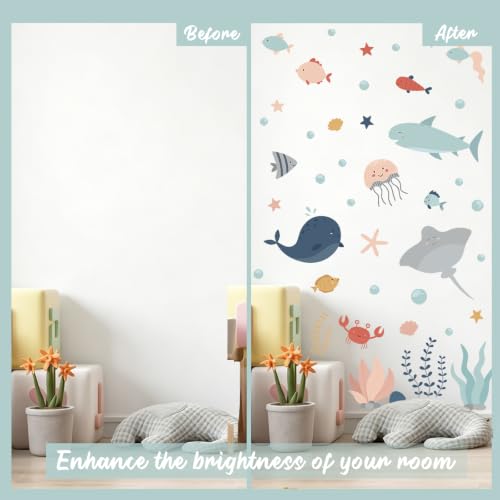Ocean Animals Wall Decals, 6 Sheets 84 Pcs - color: Sea Creature