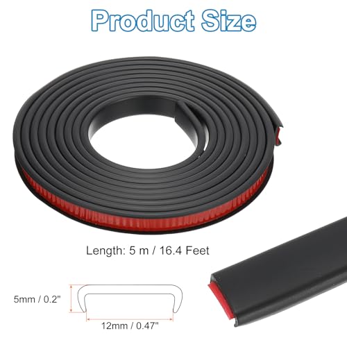 PATIKIL TPE U-Shape Edge Banding, 1/2 Inch x 16.4ft Self Adhesive Flexible Veneer Edging Trim Furniture Edge Protector for Shelf Cabinet Table Repair Restoration, Black - size: 16.4Ft x 0.47"