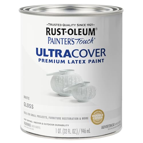 Rust-Oleum Painter's Touch Latex Brush-On Paint, Gloss White - color: Gloss White, size: 1 Quarts (Pack of 1)
