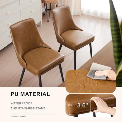kinmars Kitchen & Dining Leather Dining Chairs Set of 6, Brown - color: Brown-faux Leather