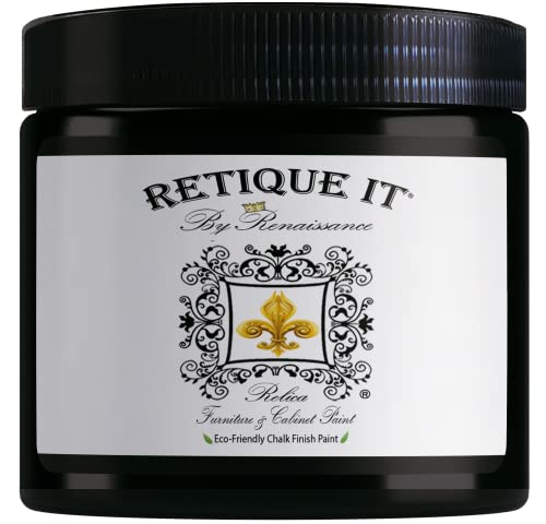 Retique It Chalk Furniture Paint by Renaissance DIY, 16 oz (Pint), 08 Midnight Black - color: 08 Midnight Black, size: 16 Fl Oz (Pack of 1)