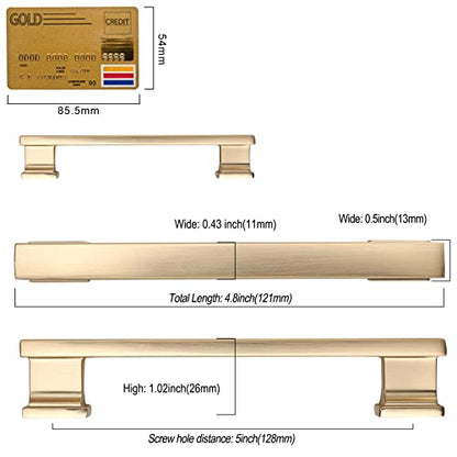 Amerdeco 10 Pack Heavy Duty Solid Brushed Brass Cabinet Pulls 5" - color: Brushed Brass, size: 5" hole center