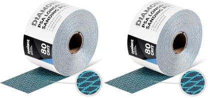 toolant Diamond Shape 80 Grit Sandpaper Roll, 2-3/4" Wide 10 Yard Longboard Self Adhesive PSA Stickyback Sand Paper for Woodworking, Metal, Plastic, Automotive, Sanding Blocks (Pack of 2) - size: 80 Grit (Pack of 2)