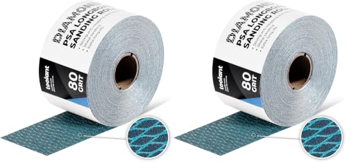 toolant Diamond Shape 80 Grit Sandpaper Roll, 2-3/4" Wide 10 Yard Longboard Self Adhesive PSA Stickyback Sand Paper for Woodworking, Metal, Plastic, Automotive, Sanding Blocks (Pack of 2) - size: 80 Grit (Pack of 2)