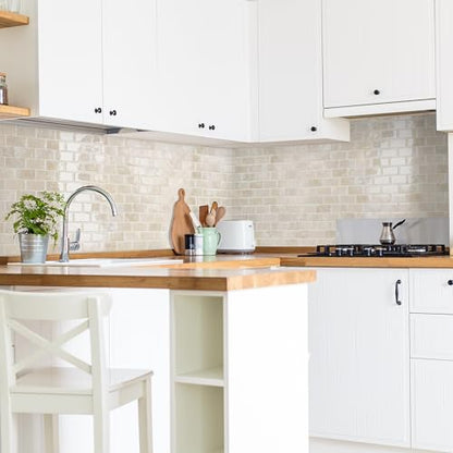 Smart Tiles Peel and Stick backsplash, Subway Latte Beige, 10.95"x9.7" - color: Latte Beige