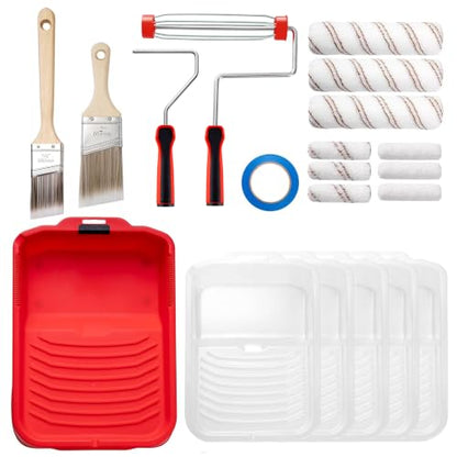 Mister Rui 20-Piece Paint Roller Kit, 4 Inch and 9 Inch Microfiber Rollers - size: 9 Inch Paint Roller Kit 20 Pack