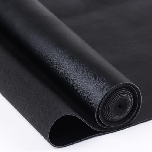 Faux Leather Sheet Fine Texture Surface One Yard Leather Fabric for DIY Crafting Thick Durable Synthetic Repholstery PU Leather Vinyl 36"x54" Upholstery Fabric Y-226 (Black, Cut by one Yard) - color: Black
