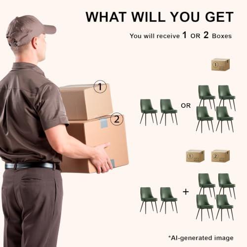 kinmars Kitchen & Dining Leather Dining Chairs Set of 6 Green - color: Green-faux Leather