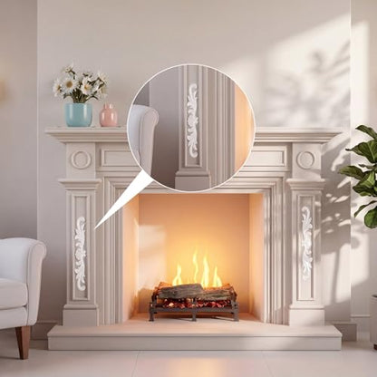 Roowest 2 Pcs Carved Appliques Onlays White PVC Appliques for Furniture Decorative 3D Foliate Scroll Carved Onlay DIY Decorative for Cabinet Dresser Bed Door Wall Wardrobe Ceiling - style: Foliate Scroll