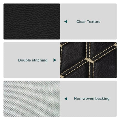 1 Yard Vinyl Fabric Upholstery Faux Leather Fabric,Black(Beige Thread) - color: Black(beige Thread), size: Style-B