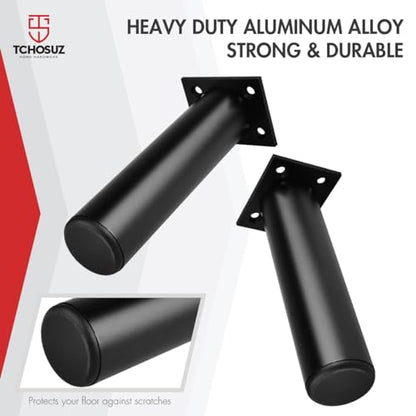 6 Inch Aluminium Alloy Metal Furniture Legs, Set of 4 Round Black - color: Gold, size: 6"/15cm