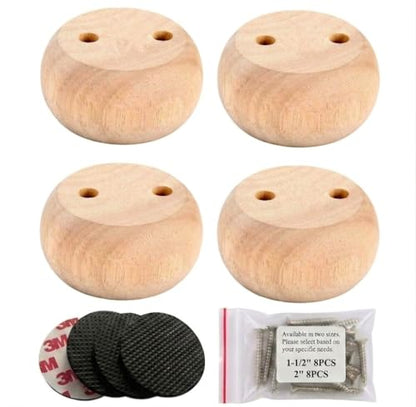 2 Inch Unfinished Wood Bun Furniture Legs Set of 4 - size: 2" height *3.15" diameter