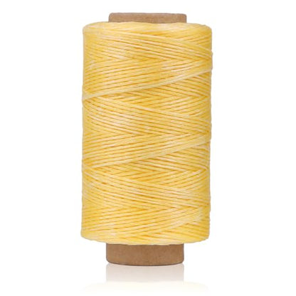 284Yards Leather Sewing Waxed Thread, 0.8mm Waxed Thread for Bookbinding - color: Light Yellow