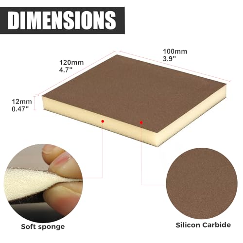 18pcs Sanding Sponge 120 grit Soft Sanding Block Washable and Reusable, Double-Sided Sponge Sanding Blocks Wet Dry Sandpaper Pad for Wood Metal FurniturePaint - style: 120 Grit 18pcs