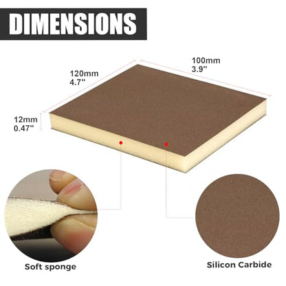 18pcs Sanding Sponge 120 grit Soft Sanding Block Washable and Reusable, Double-Sided Sponge Sanding Blocks Wet Dry Sandpaper Pad for Wood Metal FurniturePaint - style: 120 Grit 18pcs