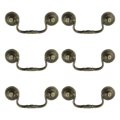 6 Pcs Antique Bail Handle Drop Pulls Vintage Bronze Drop Bail Pulls