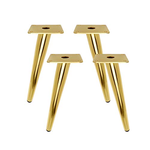 Geesatis 10" Gold Oblique Furniture Leg,Slant Tapered Metal Table Legs - color: Gold, size: Height: 10 inch & Oblique