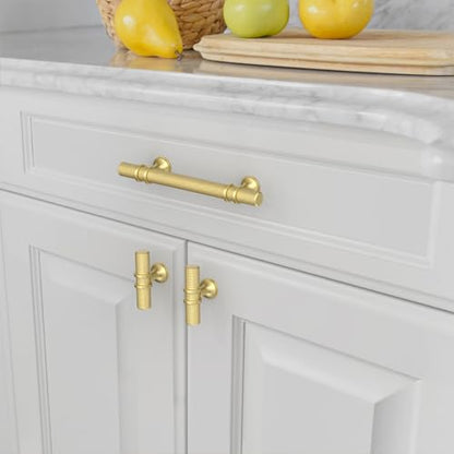 Amerdeco 10 Pack Brushed Gold Cabinet Pulls 5.9 Inch Length (3-3/4 Inch Hole Center) Kitchen Cabinet Handles for Drawer, Cupboard and Wardrobe ZH0025 - color: Brushed Gold, size: 3.75"/96MM Hole Center, style: 10 Pack