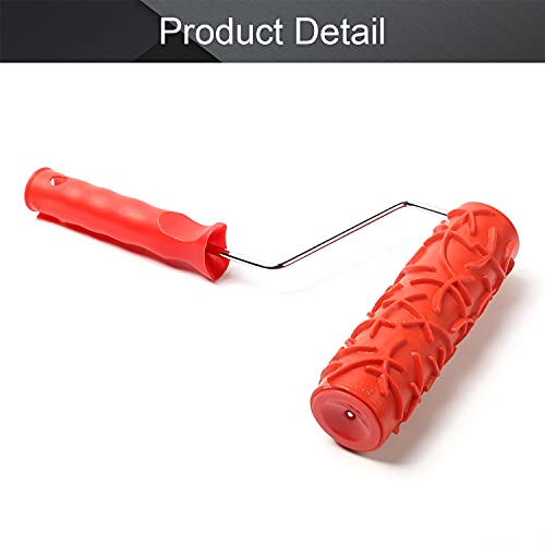 Utoolmart 7" Home Wall Rubber Paint Roller 175mm Wooden Grain Painting Roller with Plastic Handle 1Pcs - size: EG038T