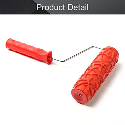 Utoolmart 7" Home Wall Rubber Paint Roller 175mm Wooden Grain Painting Roller with Plastic Handle 1Pcs - size: EG038T