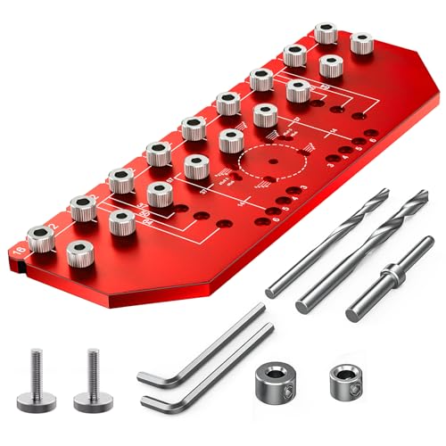 VASTHOME 9 Holes Shelf Pin Jig and Hinge Jig 2-in-1, 1/4 Inch & 5mm - size: 9 Holes