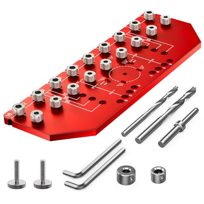 VASTHOME 9 Holes Shelf Pin Jig and Hinge Jig 2-in-1, 1/4 Inch & 5mm - size: 9 Holes