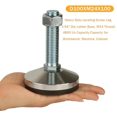Heavy Duty Leveling Screw Leg,Leg Leveler 3.94" Dia Base,Adjustable Leveling feet M24 Thread, 4800 Lb Capacity,Capacity for Workbench, Machine, Cabinet, (D100xM24x100,2 Pcs,Black) - size: D100xM24x100,2 Pcs