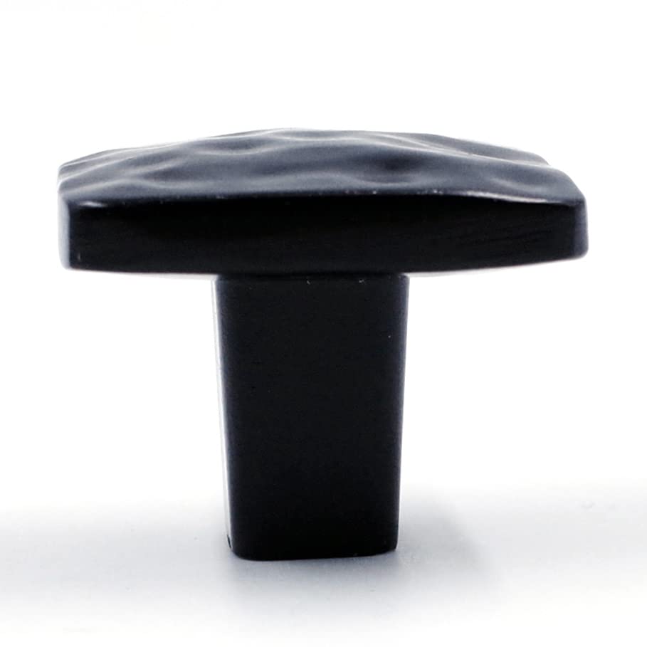 Jetland Square Hammered Cabinet Knobs - 6-Pack, Flat Black, 1-1/4" Knobs, Rustic Solid Cast Square Knobs for Dresser Nightstand Furniture, HT0612030 - color: Flat Black, size: 1-1/4" Knobs