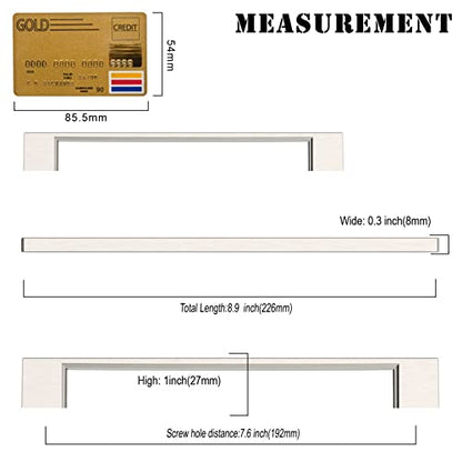 Amerdeco 10 Pack Brushed Satin Nickel Cabinet Pulls 7.5 Inch(192MM) Hole Centers Kitchen Cabinet Handles Cabinet Hardware Kitchen Handles for Cabinets Cupboard Handles Drawer Pulls ZH0060 - color: Brushed Satin Nickel, size: 7.5" hole center
