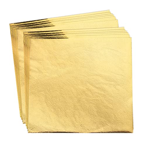 200pcs BUBIMON Imitation Rose Silver Gold Leaf Sheets Gold Foils Sheets Nail Foil for Paint, Resin, Nails, Jewelry, Slime, Arts, Gilding Crafting, Decoration, Sculpture, Furniture (200 Gold) - size: 200 Gold