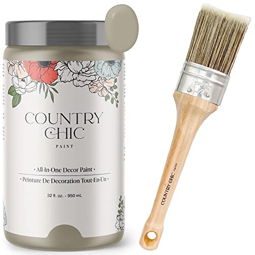 Chalk Style Paint + Paint Brush Bundle - for Furniture, Home Decor, Crafts (Color: Soriee [quart - 32 oz] - Beige Taupe)