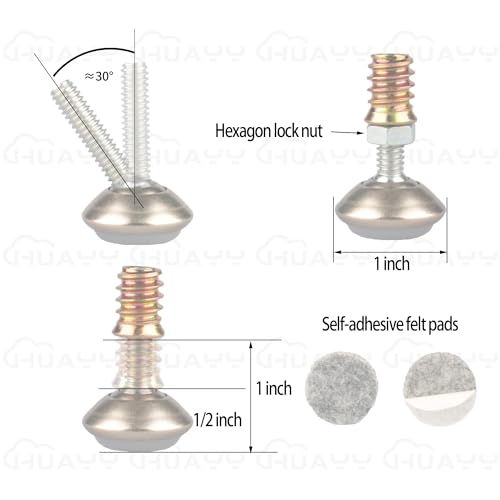 HUAYY Furniture Levelers Swivel Feet,Angle Height Adjustable(1/4-20 Nut Inserts Kits-16 Sets),Heavy Duty Leveling Legs for Table Chairs Cabinets Sofa,with High-Density Self-Adhesive Felt Pads - size: 1/4-20 Kits-16 Sets