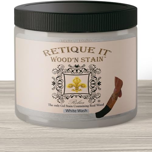 Retique It Wood'nStain - Liquid Wood Gel Stain Interior/Exterior (16 oz (Pint), 99 White Wash) - color: 99 White Wash, size: 16 oz (Pint)