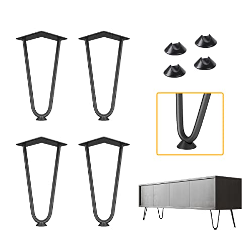 Genius Iron Hairpin Furniture Legs 8 inch, Black, 4 PCS - size: 8 Inch