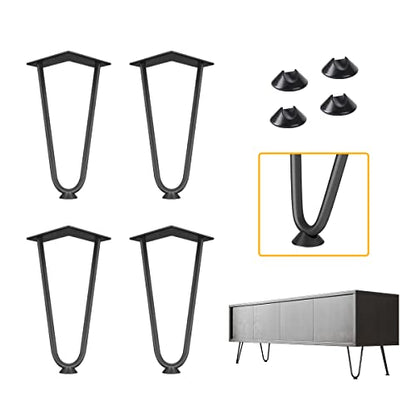 Genius Iron Hairpin Furniture Legs 8 inch, Black, 4 PCS - size: 8 Inch