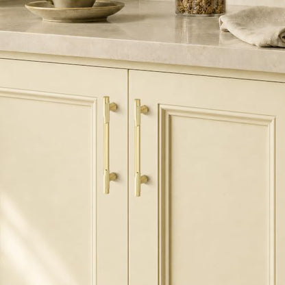 Ravinte Solid Brushed Gold Cabinet Pulls,5 in Handles,2 Pack - color: Brushed Gold, size: 5 inches Hole Center