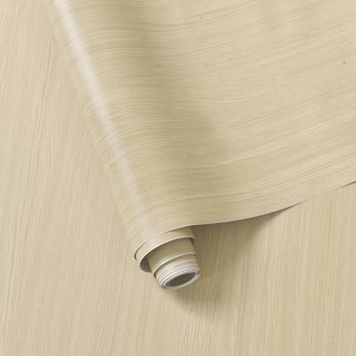 BOMENG Large White Oak Wood Wallpaper Light Oak Contact Paper Peel and Stick Countertops for Kitchen Beige Wood Wallpaper 48"x354" Faux Wood Grain Wall Paper for Cabinets Drawes Liner Walls Desk - color: Beige Wood, size: 48" x 354"