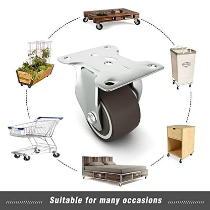 1" Small Casters Set of 4, Non Swivel Low Profile Wheels for Furniture, No Noise Mini Rubber Casters, for Small Furniture, Worktables. - style: 1 " Cannot Swivel