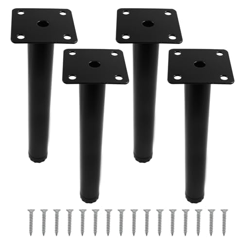 4 Pcs 8"/200mm Metal Furniture Legs, Black, Adjustable - size: 8 inches
